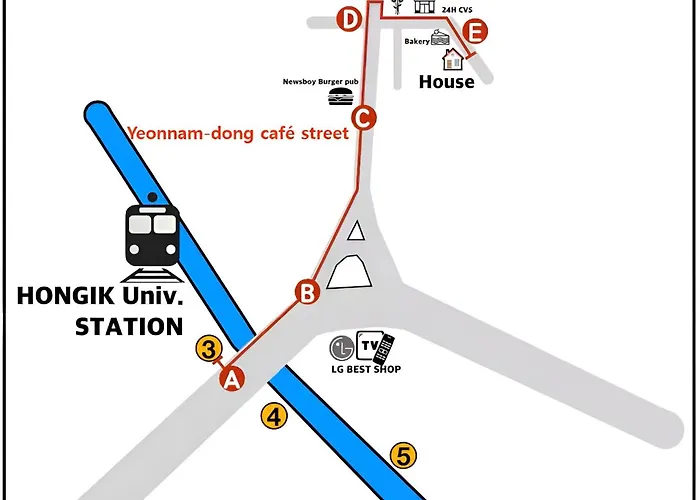 Smart -5 Min Walk From Hongik Univ Exit3 2 Room, 3 Beds ,max 6 Ppl, 2nd Floor